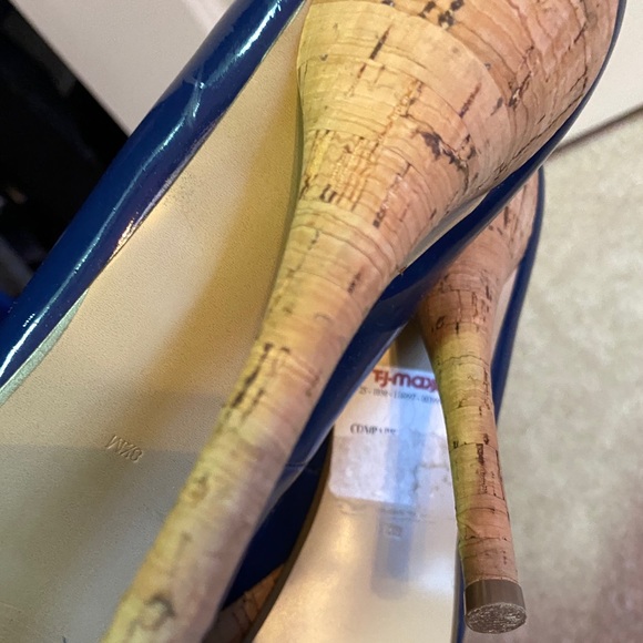 Guess Karise Blue Leather Cork Platform Pumps 8.5 - Picture 7 of 7